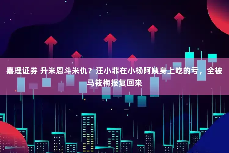 嘉理证券 升米恩斗米仇？汪小菲在小杨阿姨身上吃的亏，全被马筱梅报复回来